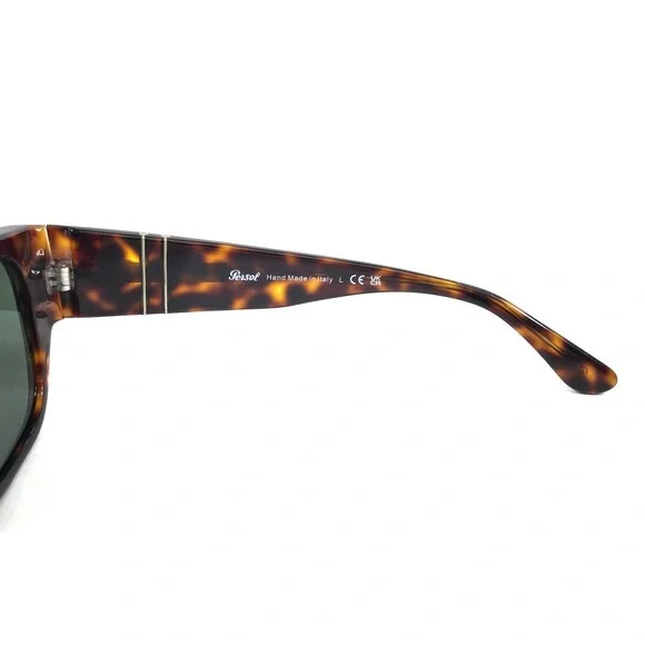 Persol Sunglasses 3308-S 24/31 Polished Tortoise Frames with Green Lenses 54 mm